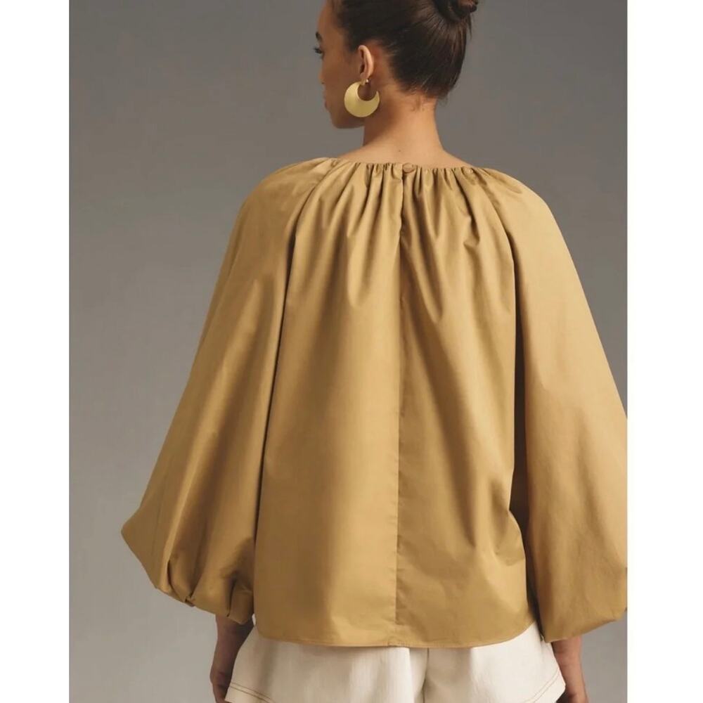 MARE MARE x Anthropologie Long Balloon Sleeve Crew-neck Blouse Size XL In Beige - Picture 4 of 11
